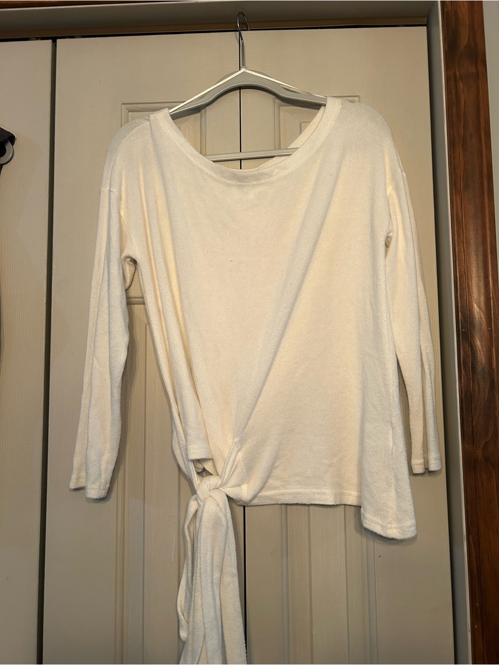 Tie-Front Long Sleeve Women's Top in Cream